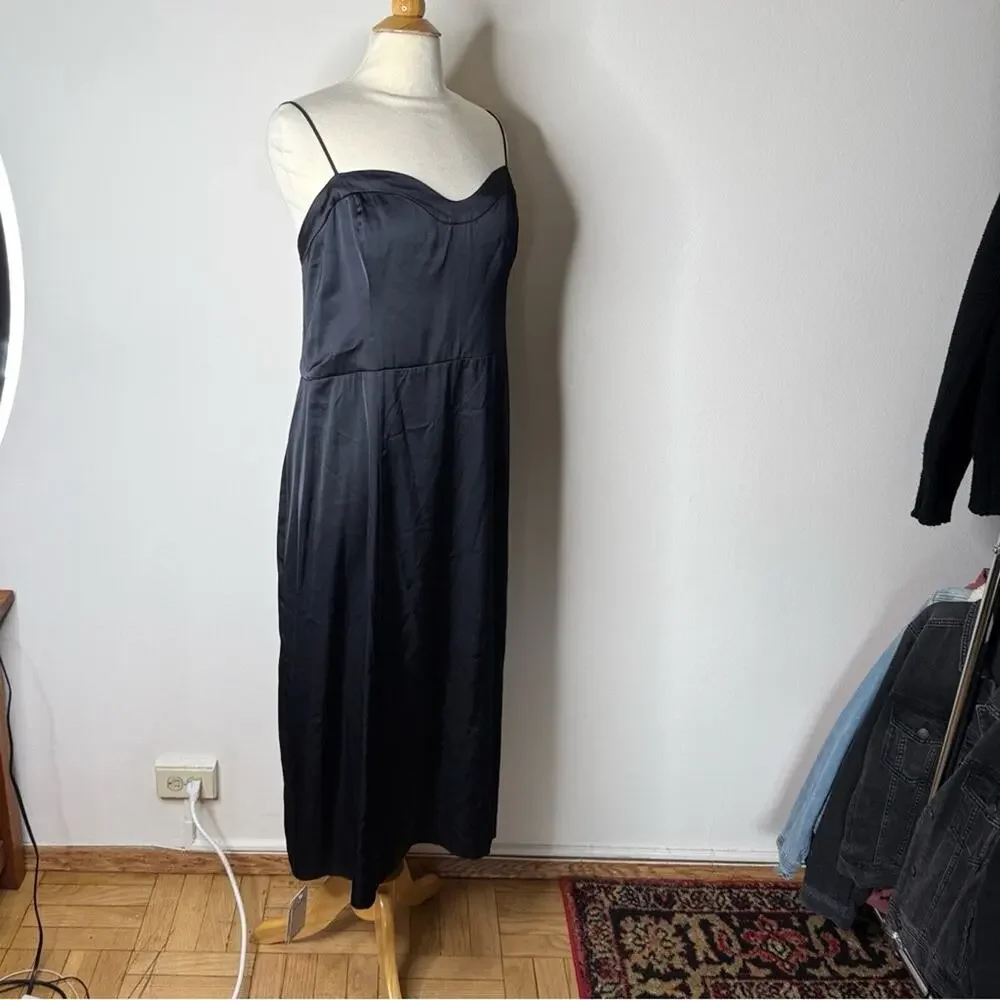 Abercrombie Black Satin Camille Maxi Dress